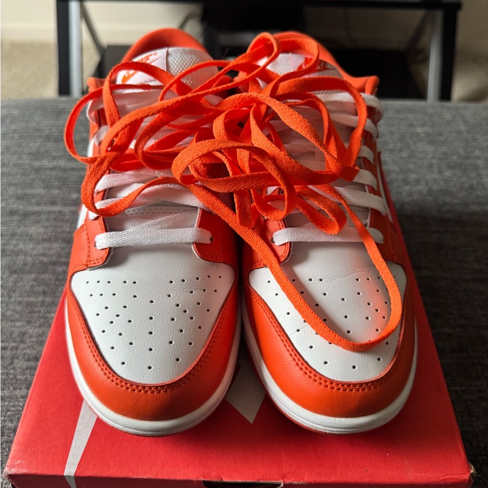 Orange and White Nike Dunks